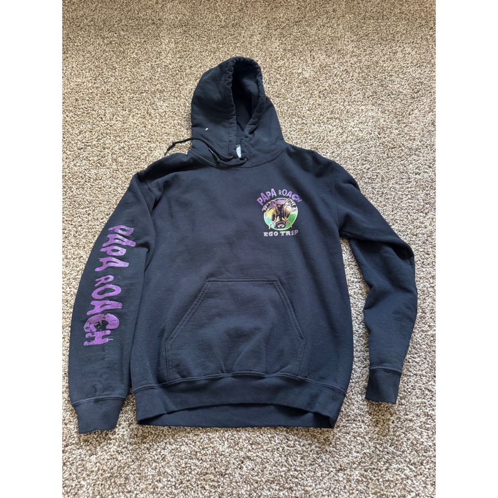 Papa Roach Ego Trip Hoodie Mens Small Black Band Tour Graphic Sleeve Print
